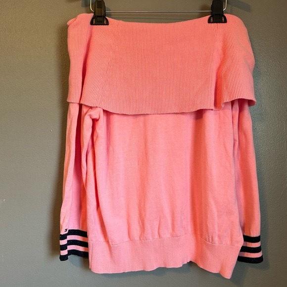 NWT Tommy Hilfiger Sz Large Peach Off Shoulder Long Sleeve Sweater Shirt Top! - Picture 9 of 10